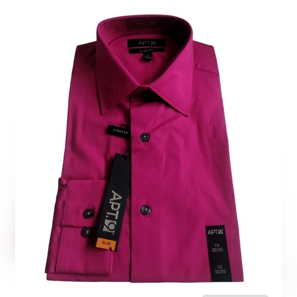 NWT APT. 9 Long Sleeve 14½ 32/33 Slim Fit Career Casual Church Dress Shirt